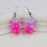 Baolingshop Cute Little Bear Earrings Colorful Resin Transparent Purple Earrings Earhooks Earpins Popular