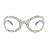 LBAshades New large oval Y2K fashion sunglasses Trendy handmade diamond shades futuristic sunglasses