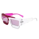 2023 Wholesale Luxury Custom Logo Shades Women Designer Brand Transparent Sun Glasses Mens Square Stitching Color Sunglasses