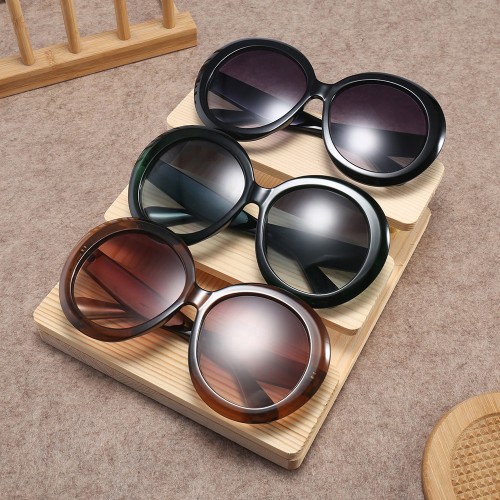 2023 Trendy Brand 90s Big Eyeglasses Plastic Frame Circle Shades Glasses Lady Oversized Round Frame One Piece Sunglasses