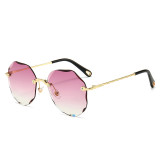 Latest Design UV400 Frameless Sunglasses Polygon Personality Woman Sunglasses Oversized