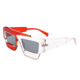 2023 Wholesale Luxury Custom Logo Shades Women Designer Brand Transparent Sun Glasses Mens Square Stitching Color Sunglasses