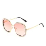 Personality Fashion Oversized Sunglasses Women Diamond Sunglasses Uv400 Metal Frame Luxury Sunglasses For Women