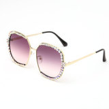 Personality Fashion Oversized Sunglasses Women Diamond Sunglasses Uv400 Metal Frame Luxury Sunglasses For Women