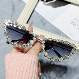 LBAshades New cat eye diamond luxury sunglasses metal geometric triangle handmade diamond glasses sunglasses