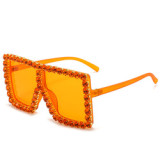 Newest Luxury Fashion Cool Eyewear Personality Diamond Oversize Sunglasses Women Crystal Gradient Large Square Frame Sunglasses