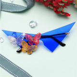LBAshades 7119 fashion frameless large triangle butterfly candy-colored sunglasses Trendy fashion crystal sunglasses