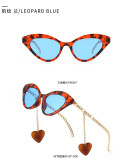 Retro Custom Logo Luxury Cheap Sun Glasses Unisex Unique Women Love Pendant Chain Shades Eyewear Cat Eye Heart Sunglasses