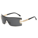2023 New fashion rimless sunglasses men and women classic square shades uv400 y2k lentes de sol wholesale custom logo
