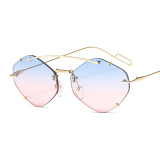 Fashion Modern Small Rimless Women Sunglasses 2023 New Brand Vintage Metal Punk Sun Glasses Men Irregular Shades Oculos Feminino