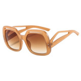 Unique Cream Oversized Sunglasses Women 2023 New Vintage Brand Designer Cut Out Big Frame Square Sun Glasses 70s Playful Eyewear