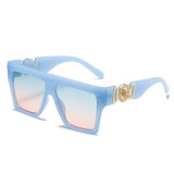 Vintage Oversized One Piece Square Sunglasses Women 2023 New Fashion Brand Chic Flower Sun Glasses Men Hip Hop Gradient Shades