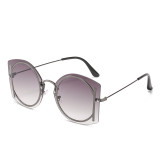Vintage Frameless Personality Round Women Sunglasses 2023 New Fashion Luxury Sun Glasses Men Big Frames Retro Oversized Shades