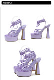 117413 American 2023 Block Heels Custom Platform High Heeled Sandals Low MOQ Party Dress Shoes Women Strappy Pumps