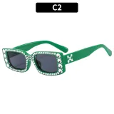 Fashion Rhinestone Frame Square Sunglasses Ladies Diamond 2023 New Sun Glasses Luxury Brand Designer UV400 Colorful Shades Women