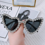Super hot heart shape sunglasses diamond bling love sun glasses 2023 luxury shades wholesale	 gafas de sol