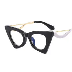 Trendy Oversize Metal Shade Women Potical Glasses Frame Cat Eye Sunglasses