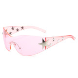 LBAshades  9387 diamond frameless sunglasses 2023 five star y2k fashion glasses hip-hop oversized sunglasses