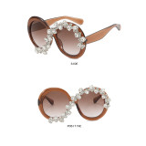 High Quality Luxury Shades Oversized Trendy Rhinestone Sunglasses Round Bling Diamond Sunglasses
