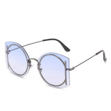 Vintage Frameless Personality Round Women Sunglasses 2023 New Fashion Luxury Sun Glasses Men Big Frames Retro Oversized Shades