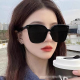 New sunglasses fashion trend square transparent sunglasses Korean version of large frame slim glasses