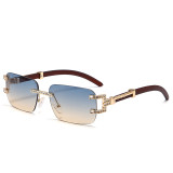 LBAshades Vintage Rhinestone Rectangle Rimless Sun Glasses Luxury Frame Women Men Retro Sunglasses Diamond sunglass