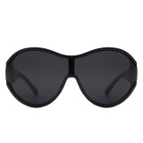 LBAshades 2127 Oversized  Vintage Unique Sunglasses Women Men One Piece  Lens 2023 Luxury Brand Oval Sports Punk Sun Glasses