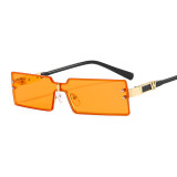 2023 New Fashion Rectangle Sunglasses Women Men Color Lens Alloy W Logo Frame Brand Designer Luxury Eye Protection Trendy UV400