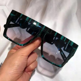 Vintage Oversized One Piece Square Sunglasses Women 2023 New Fashion Brand Chic Flower Sun Glasses Men Hip Hop Gradient Shades