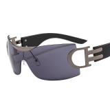2023 New Y2K Punk Sports Sunglasses Women Men 2000'S Luxury Brand Wrap Around Sun Glasses UV400 Goggle One Piece Fashion Eyewear