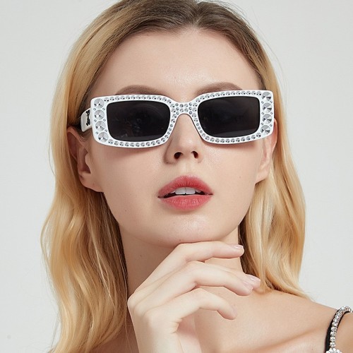 Fashion Rhinestone Frame Square Sunglasses Ladies Diamond 2023 New Sun Glasses Luxury Brand Designer UV400 Colorful Shades Women