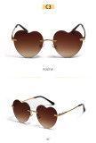 Trendy Transparent Candy Color Eyewear  Love Shaped Frameless Party Glasses Rimless Heart Sunglasses