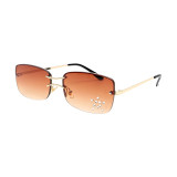 Wholesale UV400 Double Bridge Stylish Rimless Square Sunglasses Personality Women  Star Diamond Luxury Design Shades Eyewear