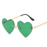 Metal temple  heart glasses sunglasses women popular rimless love shaped women sun glasses personality sunglass 2023