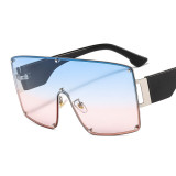 2023 Unique Oversized One Piece Shield Sunglasses Women Vintage Gradient Black Clear Eyewear Female Rivet Big Shades Blue Pink
