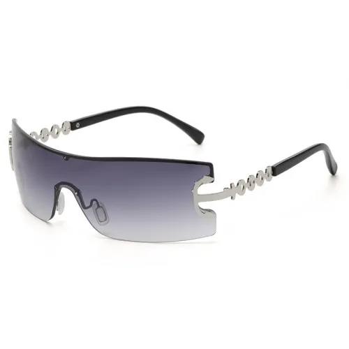 2023 New fashion rimless sunglasses men and women classic square shades uv400 y2k lentes de sol wholesale custom logo