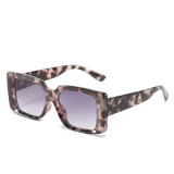 Colorful Square Sunglasses Women 2023 Fashion Retro Gradient Sun Glasses Men Leopard Vintage F Letter Print Leg Big Shades UV400