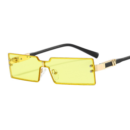2023 New Fashion Rectangle Sunglasses Women Men Color Lens Alloy W Logo Frame Brand Designer Luxury Eye Protection Trendy UV400