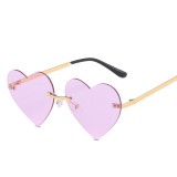 Metal temple  heart glasses sunglasses women popular rimless love shaped women sun glasses personality sunglass 2023