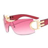2023 New Y2K Punk Sports Sunglasses Women Men 2000'S Luxury Brand Wrap Around Sun Glasses UV400 Goggle One Piece Fashion Eyewear