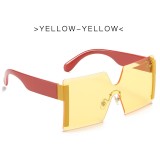 Luxury Oversized One-PIece Square Rimless 2023 Women Orange Sunglasses