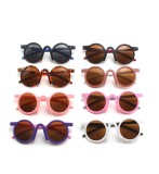 Fashion trendy designer sunglasses 2023 cute white plastic round frame kids cartoon sunglasses wholesale baby girls sunglasses