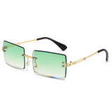 New Style Rimless Sunglasses Women's Square Ocean Sunglasses Fashion Street Photography Gradual Color Glasses