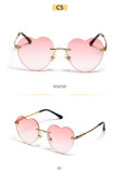 Trendy Transparent Candy Color Eyewear  Love Shaped Frameless Party Glasses Rimless Heart Sunglasses