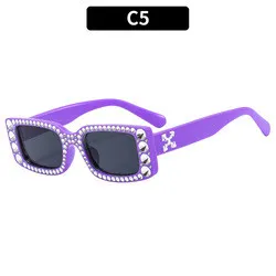 Fashion Rhinestone Frame Square Sunglasses Ladies Diamond 2023 New Sun Glasses Luxury Brand Designer UV400 Colorful Shades Women