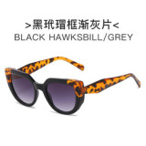 Luxury Brand Retro Patchwork Color Leopard Cat Eye Sunglasses Women 2023 Trend Rhombus Leg Shades Vintage Square Sun Glasses Men