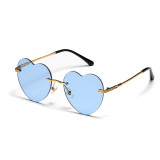 Trendy Transparent Candy Color Eyewear  Love Shaped Frameless Party Glasses Rimless Heart Sunglasses