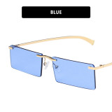 2023 Small Rimless Rectangle Black Sunglasses For Women Vintage Ultralight Alloy Gradient Sun Glasses Men Retro Hip Hop Shades