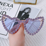 Super hot heart shape sunglasses diamond bling love sun glasses 2023 luxury shades wholesale	 gafas de sol