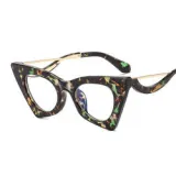 Trendy Oversize Metal Shade Women Potical Glasses Frame Cat Eye Sunglasses